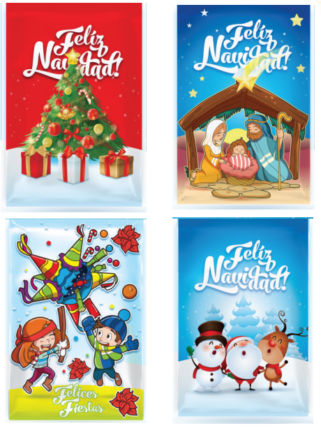 Bolsa Celofan Decorada Navidad 15x25