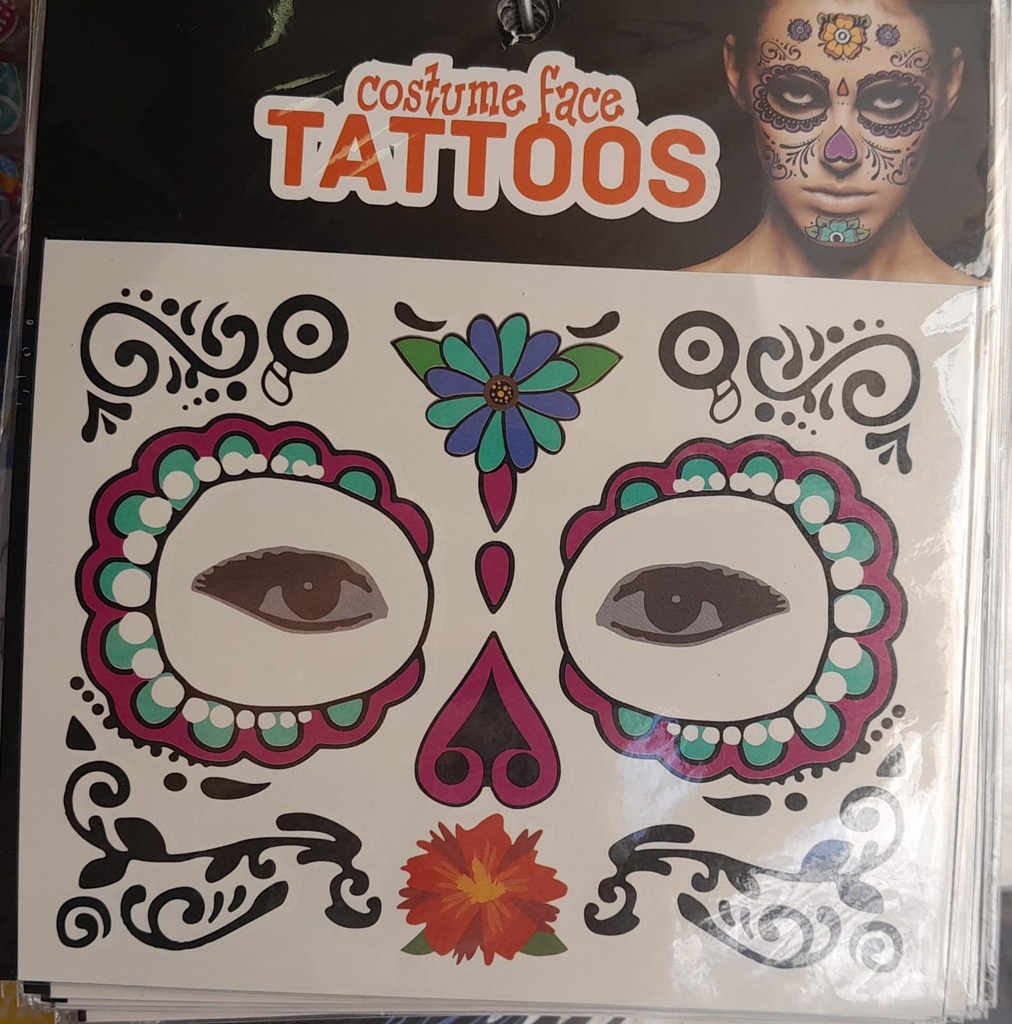 Adorno Facial Tatto Calavera 3 pza