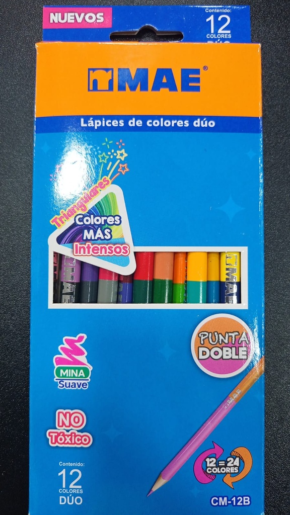 Colores Mae Punta doble Largo 12 pzas