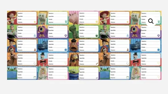Planilla Etiqueta Escolar Toy Story