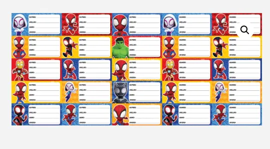 Planilla Etiqueta Escolar Spidey and Friends