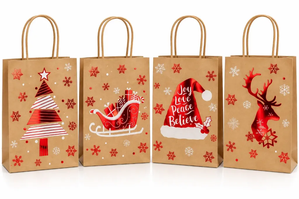 Bolsa Kraft Asa Chica Navideña