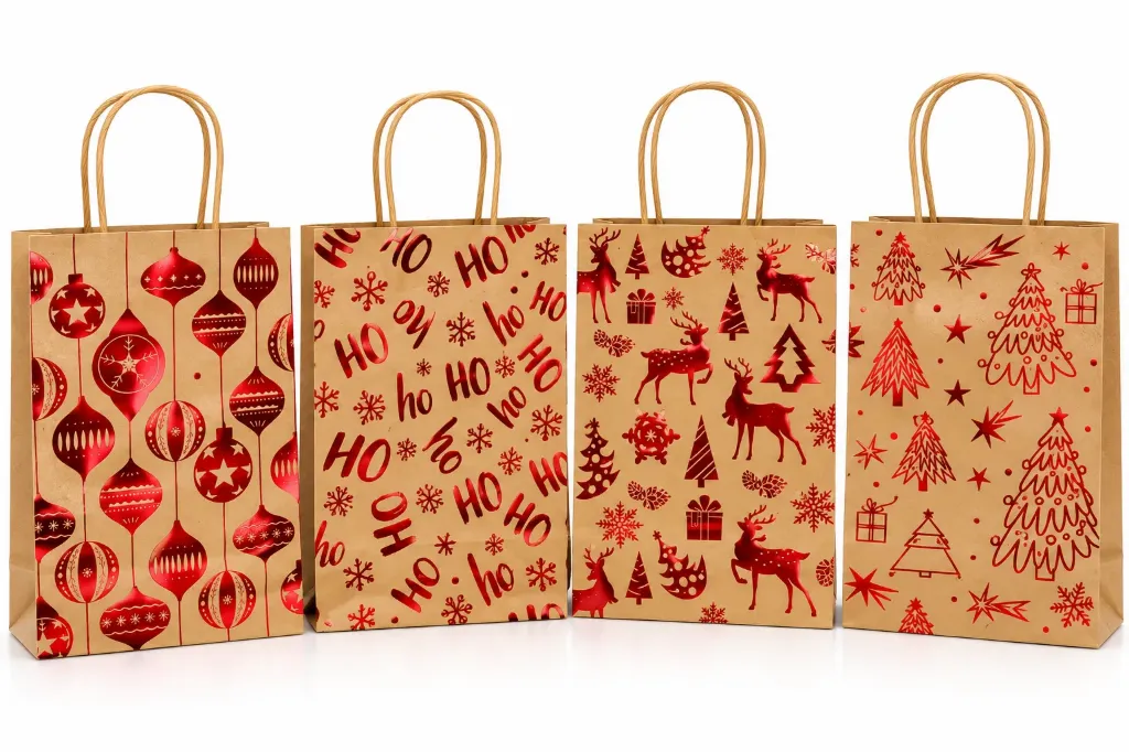 Bolsa Kraft Asa Mediana Navideña